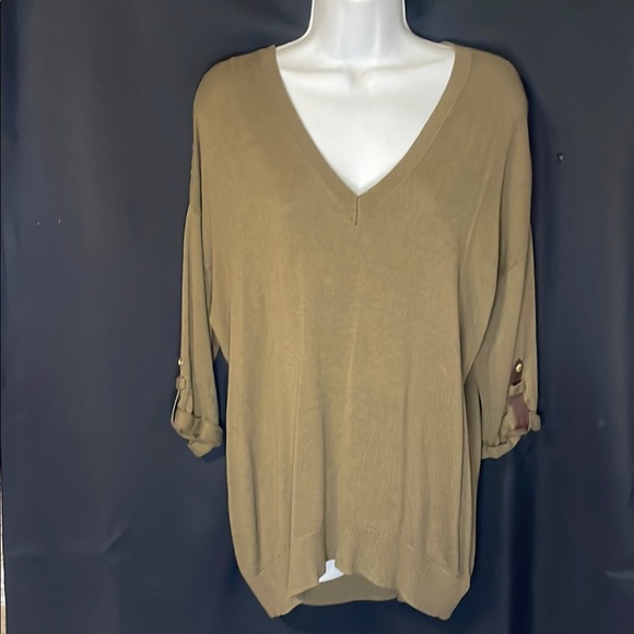EUC Michael Michael Kors Olive Green V-Neck Sweater med - Picture 1 of 9